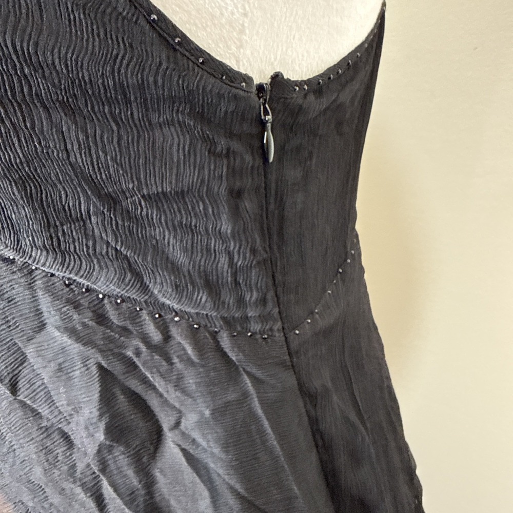 Saja 100% Silk Whimsigoth Boho‎ Dress S Black Fairy Grunge Tiered Witchy Beaded - Picture 4 of 9